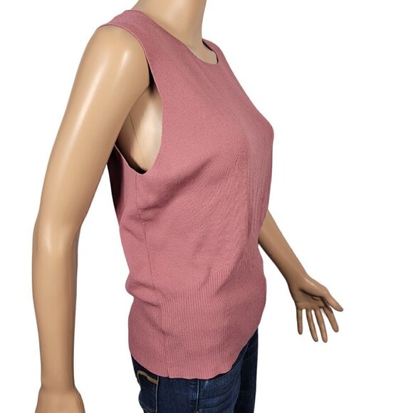 Ann Taylor Women's Ribbed Mauve Color Stretch Sleeveless Sweater in a Size XL - Picture 7 of 11